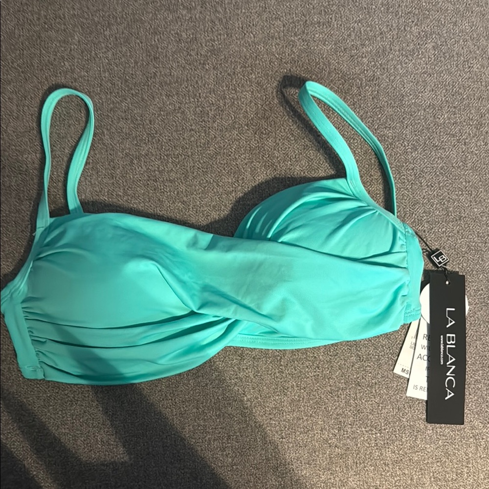 La Blanca Teal Twist Bikini Top